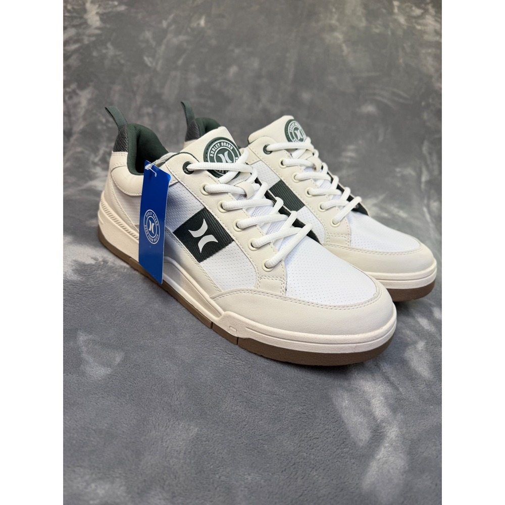 Hurley Milford Mens Sneakers White Green Grey Low Top Court Shoes Size 13